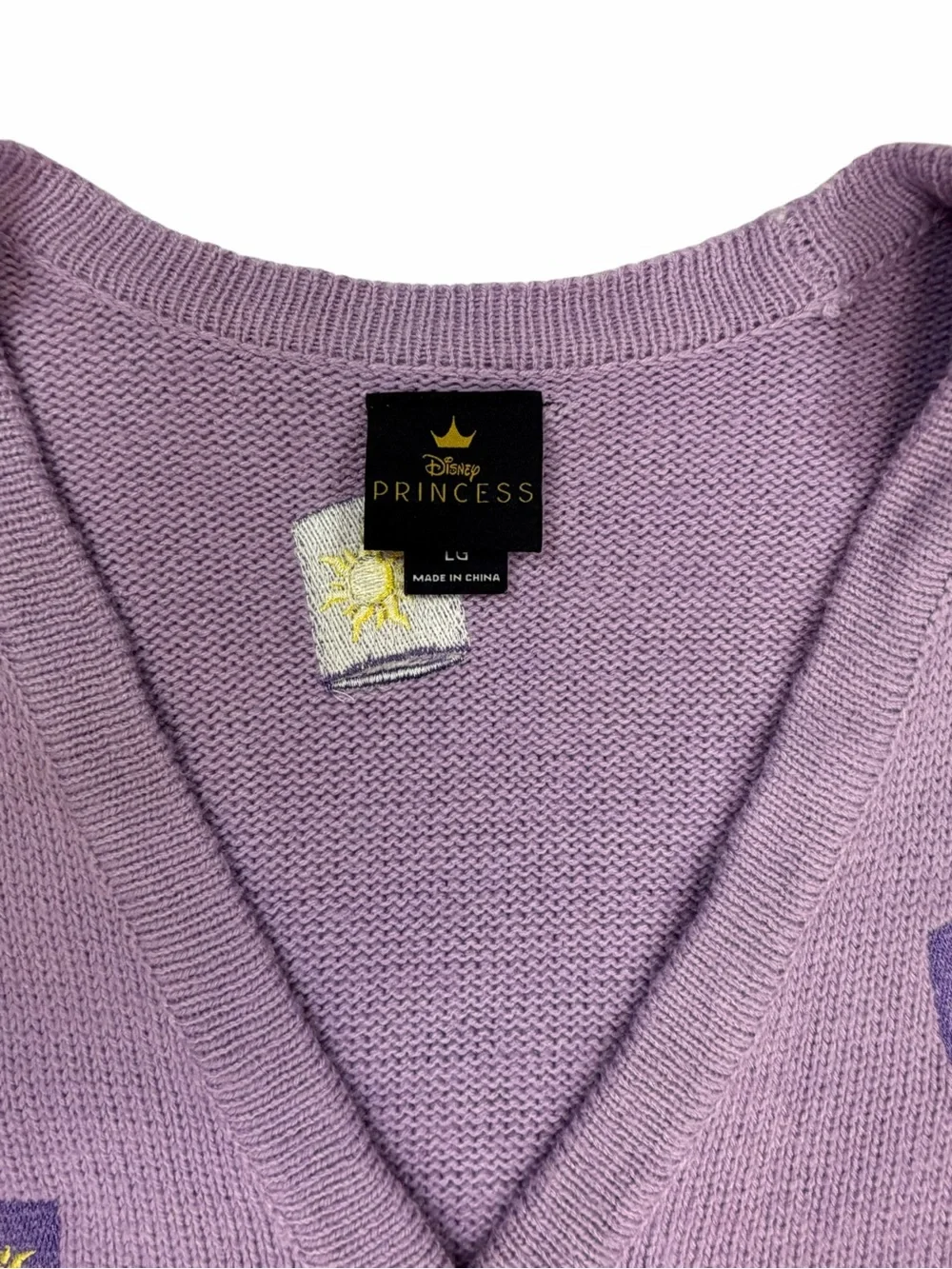 Disney Purple Tangled Rapunzel Embroidered Cardigan Sweater - Picture 3 of 5